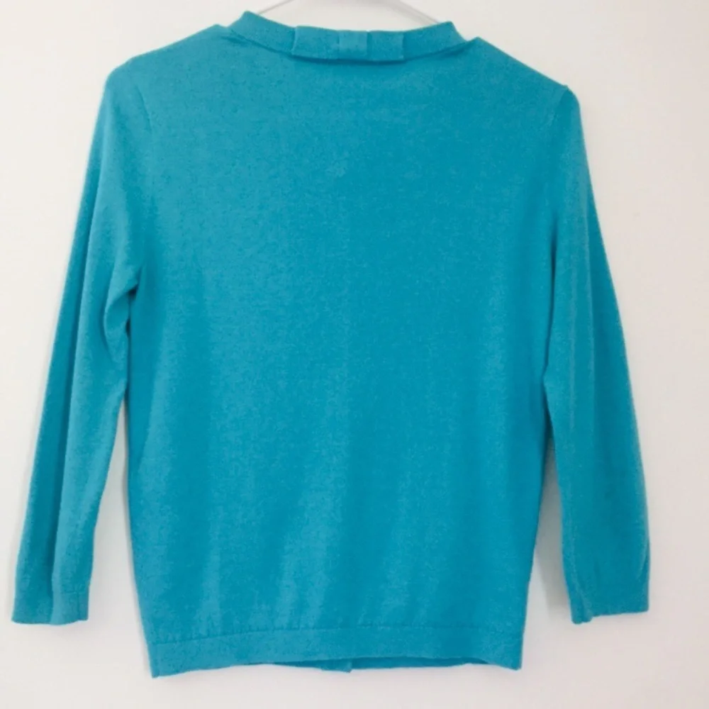 KATE SPADE Blue Silk Cotton Blend Cardigan Sweater Size Small